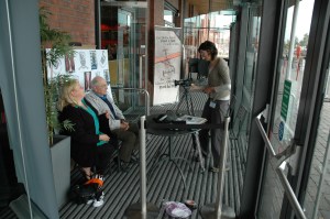 Al Reffell of Undercurrents filming a video interview with supporters